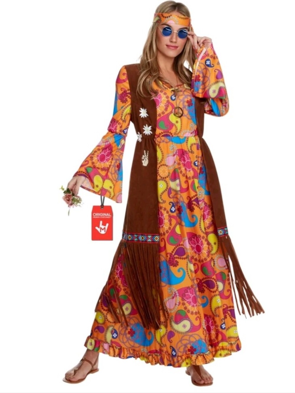 Boho Multicolor Paisley Maxi Dress with Fringe Vest